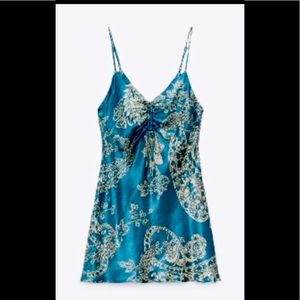 BRAND NEW, WITH TAGS- teal Zara dress in satin
